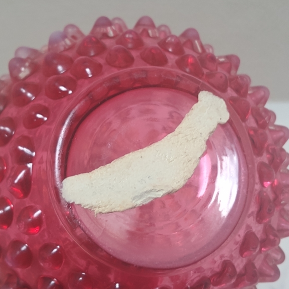 Fenton Cranberry Opalescent Hobnail Cruet With Stopper - Picture 8 of 10